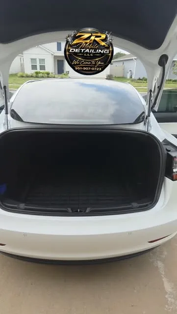 Clean Tesla trunk after detailing